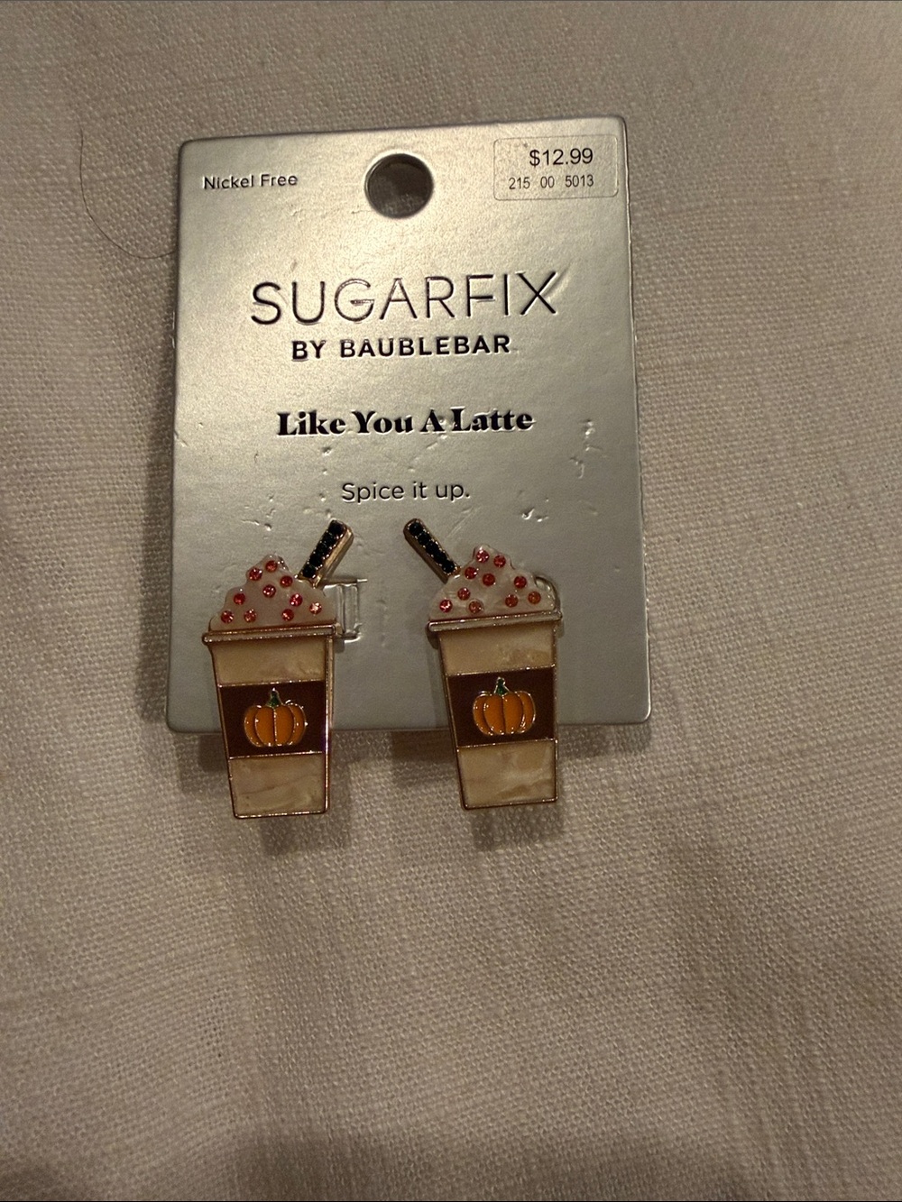 'Like You A Latte' Pumpkin Spice Stud Earrings - Brown & Cream